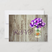 Country Mason Jar Hydrangea Wedding RSVP Cards (Rückseite)