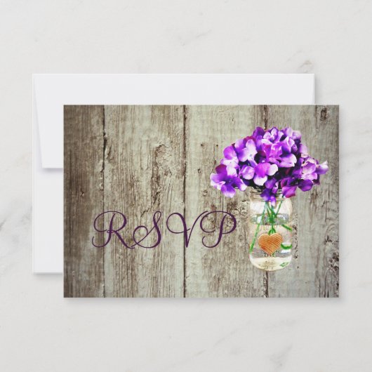 Country Mason Jar Hydrangea Wedding RSVP Cards (Rückseite)