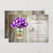 Country Mason Jar Hydrangea Wedding RSVP Cards (Vorne/Hinten)