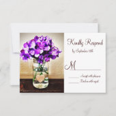 Country Mason Jar Hydrangea Wedding RSVP Cards (Vorderseite)