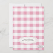 Country Mason Jar Pink Gingham Baby Dusche Einladung (Rückseite)