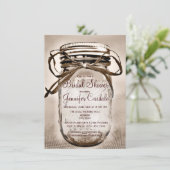 Country Mason Jar Rustic Bridal Dusche Einladungen (Stehend Vorderseite)