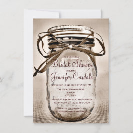 Country Mason Jar Rustic Bridal Dusche Einladungen