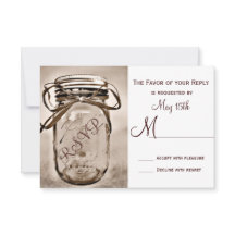 Country Mason Jar Rustic Wedding RSVP Cards