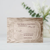 Country Mason Jar Rustic Wood Wedding RSVP Cards (Stehend Vorderseite)