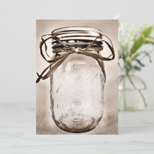 Country Mason Jar Rustikale Einladung Leere Vorlag (Stehend Vorderseite)