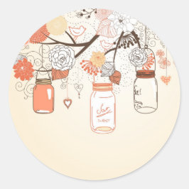 Country Mason Jar Sticker Orange