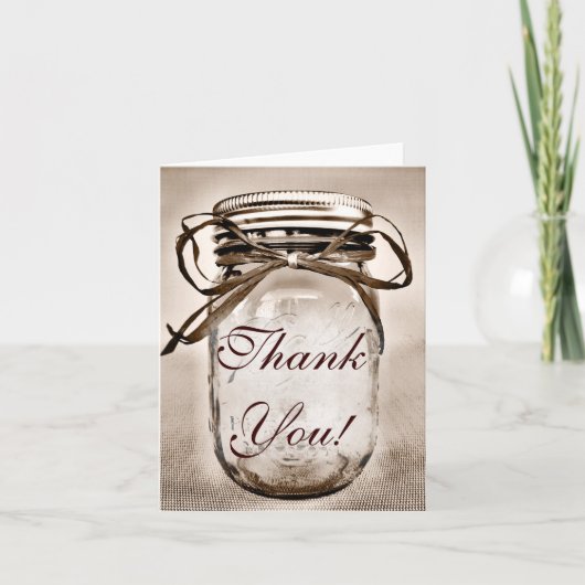 Country Mason Jar Wedding Dankeschön Karten (Vorderseite)