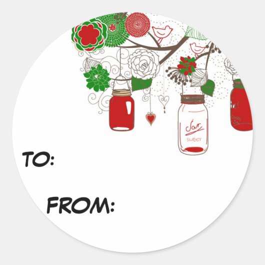 Country Mason Jar Weihnachtsgeschenk Tag Sticker (Vorderseite)