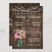 Country Mason Jar Wood Blume Hochzeit Einladung (Vorne/Hinten)