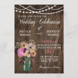 Country Mason Jar Wood Blume Hochzeit Einladung
