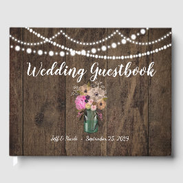 Country Mason Jar Wood Blume Hochzeit Gästebuch