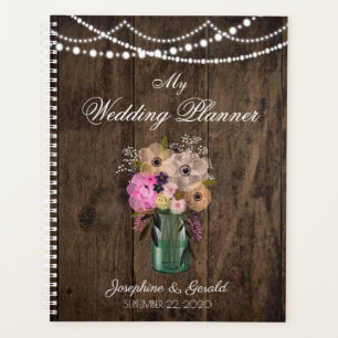Country Mason Jar Wood Blume Hochzeit Planer