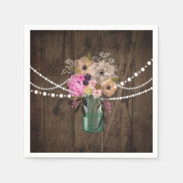 Country Mason Jar Wood Blume Hochzeitsempfang Serviette