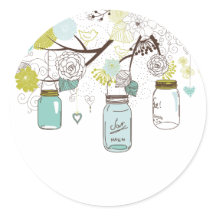Country Mason Jars Blue Blumen