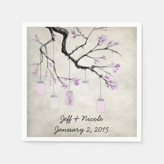 Country Mason Jars in Lavender Wedding Serviette (Vorderseite)