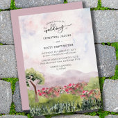 Country Meadow Watercolor Dusty Rose Hochzeit Einladung