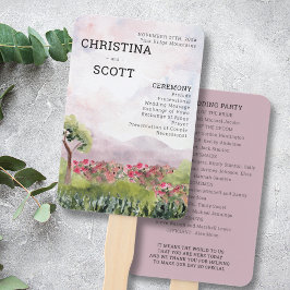 Country Meadow Watercolor Dusty Rose Program Fächer