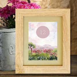 Country Meadow Watercolor Wedtable Tischnummer