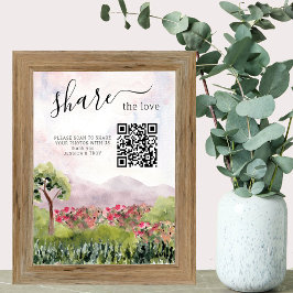 Country Meadow Wedding Foto Sharing Sign Poster