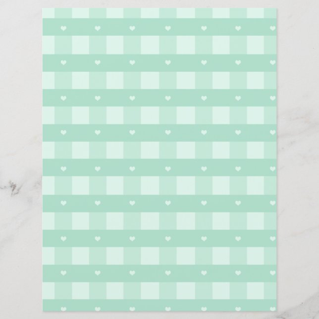 Country Minze Green Kariert Gingham Scrapbook Pape (Vorderseite)