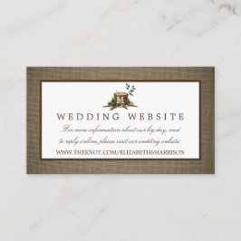 Country Monogram Tree & Burlap Wedding Website Begleitkarte