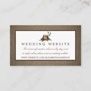 Country Monogram Tree & Burlap Wedding Website Begleitkarte