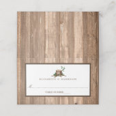 Country Monogram Tree & Wood Wedding Platzkarte (Außenseite Aufgefaltet)