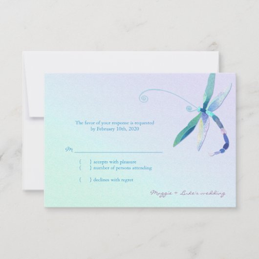 Country Morning Dragonfly Wedding RSVP (Vorderseite)