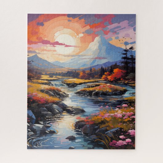 Country Morning Stream Nature Jigsaw Puzzle (Vertikal)