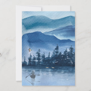 Country Mountain Lake Scene, Rowboat, Enten, Krani Feiertagskarte