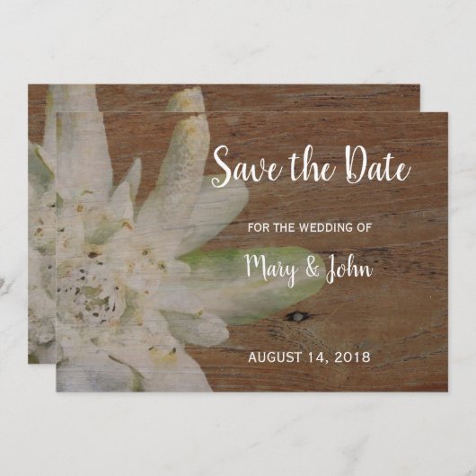 Country Mountain Wedding Edelweiss Save the Date (Vorne/Hinten)