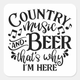Country Music and Ber Country Music Ideas Quadratischer Aufkleber