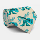 Country Music Blue Gitarre Cowboy Boots Krawatte (Gerollt)