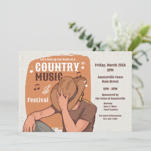 Country Music Einladung (Stehend Vorderseite)
