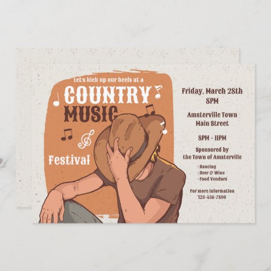 Country Music Einladung (Vorne/Hinten)