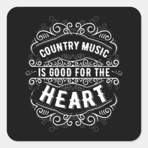 Country Music Gift Women Music Lover Country Music Quadratischer Aufkleber