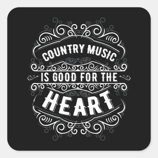 Country Music Gift Women Music Lover Country Music Quadratischer Aufkleber (Vorderseite)