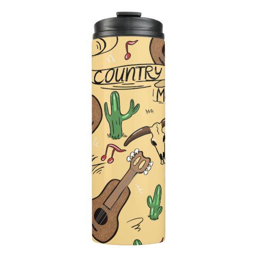 Country Music Gitarre Cactus Pattern Thermosbecher (Vorderseite)