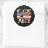 Country Music Guitar American Flag Geschenk Runder Aufkleber (Tasche)