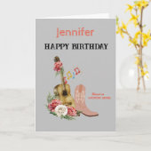 Country Music Happy Geburtstagskarte. bearbeitbar Karte (Gelbe Blume)