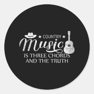 Country Music is Three Chords Funny Souvenir Runder Aufkleber