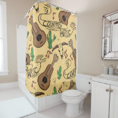 Country music nahtlos Muster mit Gitarren, Kakti Duschvorhang (Beispiel)