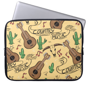 Country music nahtlos Muster mit Gitarren, Kakti Laptopschutzhülle