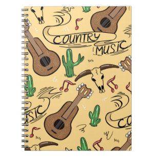 Country music nahtlos Muster mit Gitarren, Kakti Notizblock