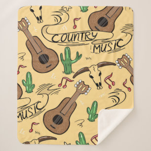 Country music nahtlos Muster mit Gitarren, Kakti Sherpadecke