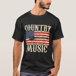 Country Music Retro Vintag Guitar American Flag T-Shirt