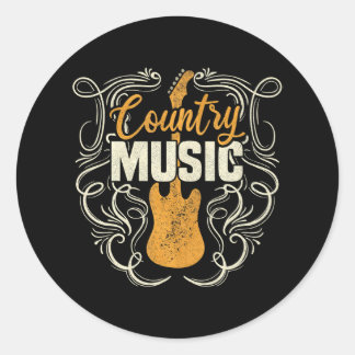 Country Music Retro Vintage Gitarre Western Runder Aufkleber