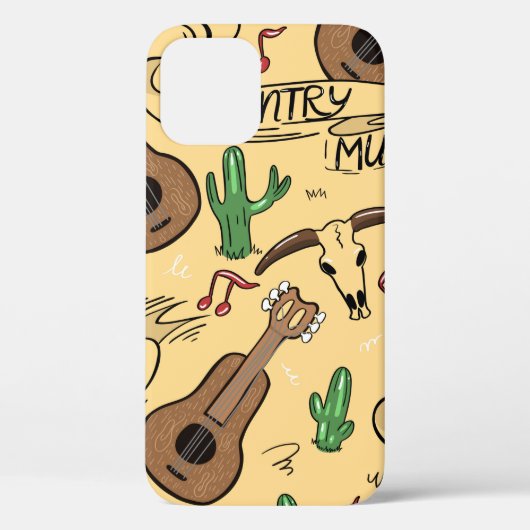Country music seamless pattern with guitars, cacti Case-Mate iPhone hülle (Rückseite)