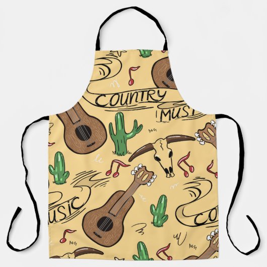 Country music seamless pattern with guitars, cacti schürze (Vorderseite)